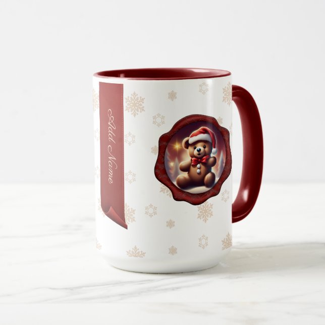 Taza Banner blanco personalizado de Teddy Cookie navida (Anverso derecho)