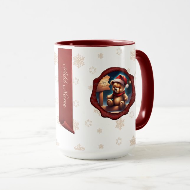 Taza Banner blanco personalizado del Rótulo de Teddy na (Anverso derecho)