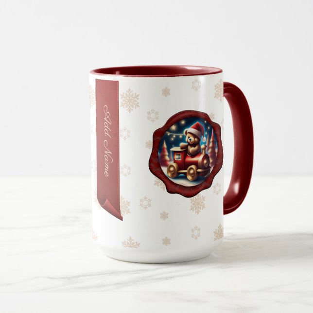 Taza Banner blanco personalizado Teddy Train2 para navi (Anverso derecho)