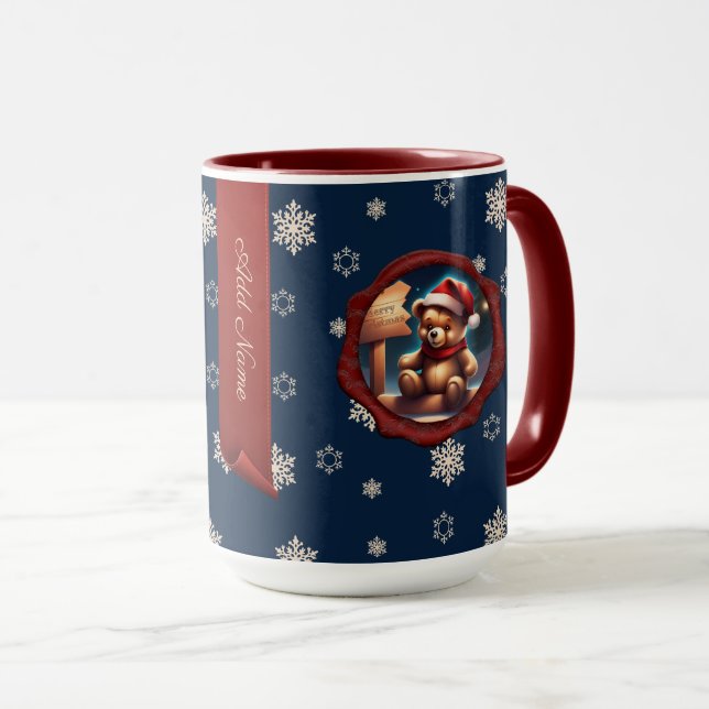 Taza Banner personalizado del Rótulo Teddy navidades Az (Anverso derecho)