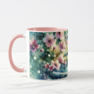 Taza Baño de Pájaros de Primavera Acuarela