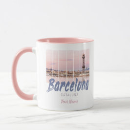 Taza Barcelona Catalonia sunset Skyline España vintage