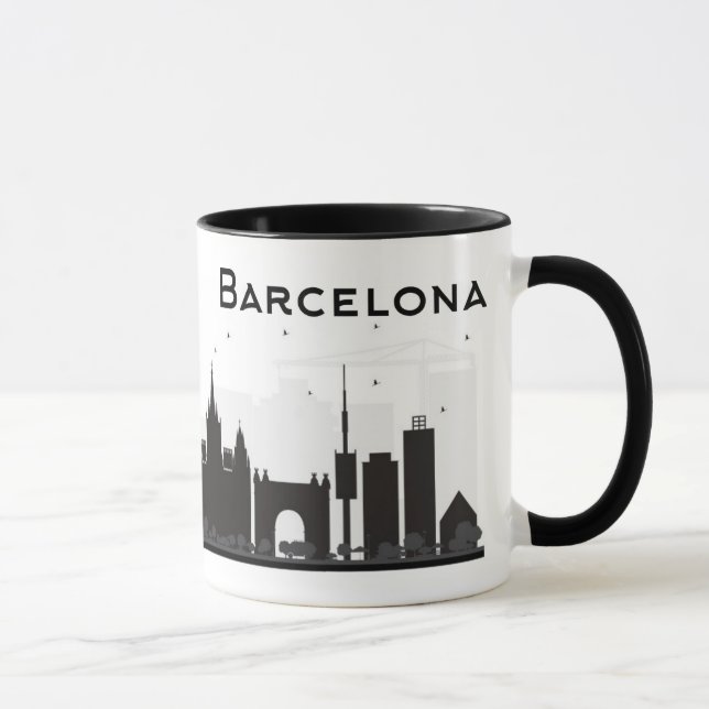 Taza Barcelona, España horizonte negro y blanco del | (Derecha)