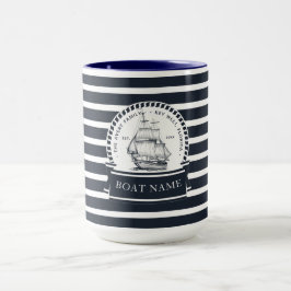 Taza Barco azul personalizado náutico moderno