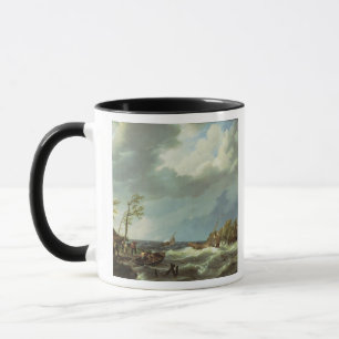 Taza Barco pesquero holandés cogido en una orilla de