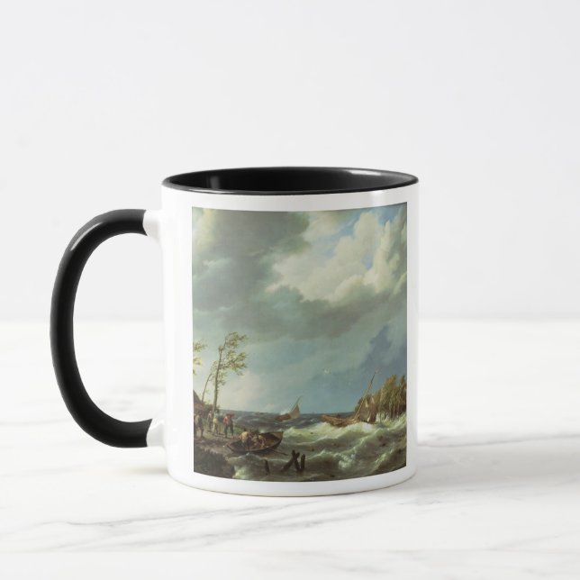 Taza Barco pesquero holandés cogido en una orilla de (Izquierda)