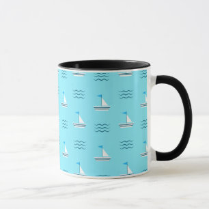 Taza Barcos De Mar Azul