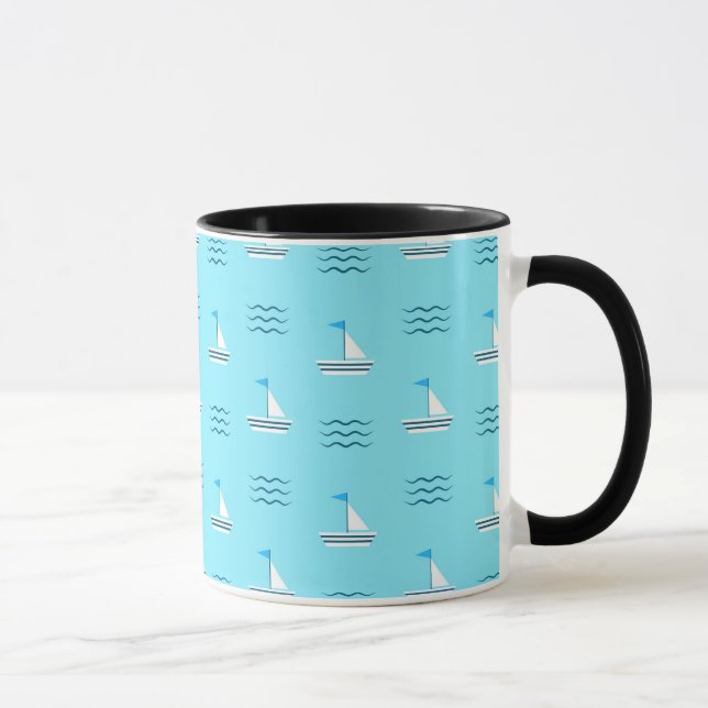Taza Barcos De Mar Azul (Derecha)