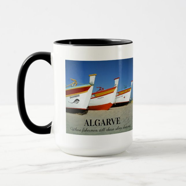 Taza Barcos de pesca en la foto de playa del Algarve (Izquierda)
