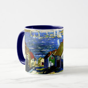 Taza Barcos de vela cerca del puerto, bellas pinturas d