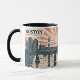 Taza Barcos de vela del río Charles de Boston paisaje u