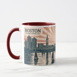 Taza Barcos de vela del río Charles de Boston paisaje u