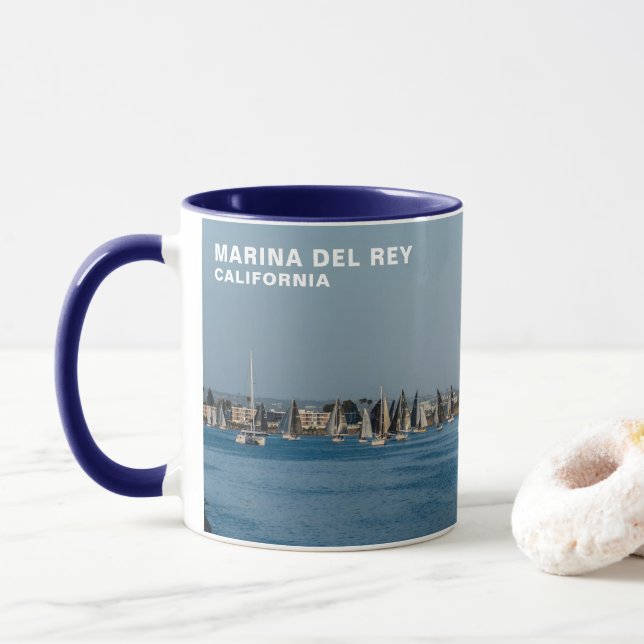 Taza Barcos de vela en Marina del Rey, CA (Con donut)