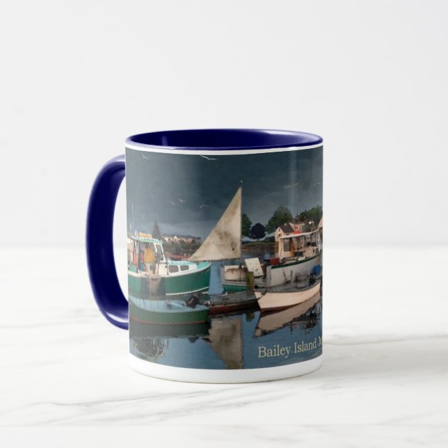 Taza Barcos en el puerto de Bailey Island Maine Coffee  (Anverso izquierdo)