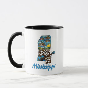 Taza Barcos fluviales con tatuajes del estado de Missis