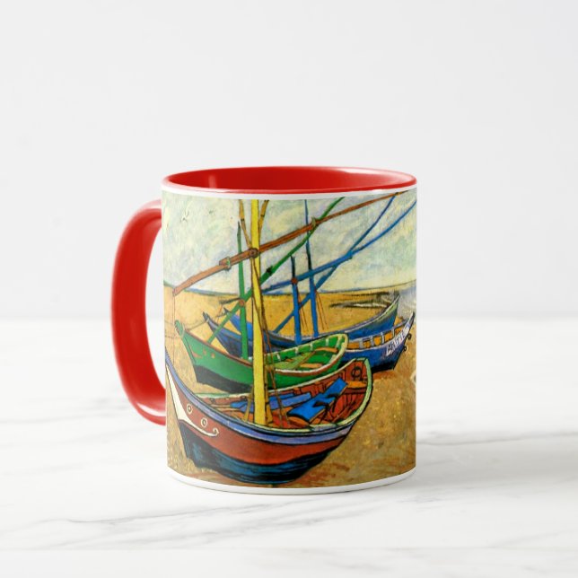 Taza Barcos pesqueros Van Gogh en la playa de Saintes M (Anverso izquierdo)