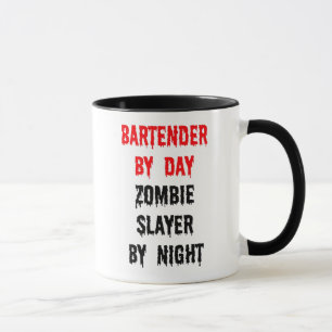 Taza Barman por día Zombie Slayer por noche