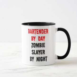 Taza Barman por día Zombie Slayer por noche