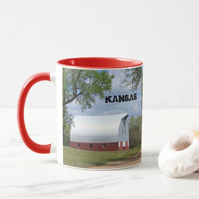 Taza Barn Rojo de Kansas (Con donut)