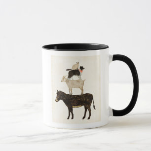 Taza Barnyard Buds: burro, cabra, perro, gato