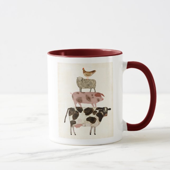 Taza Barnyard Buds: vaca, cerdo, oveja y gallina (Derecha)