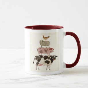 Taza Barnyard Buds: vaca, cerdo, oveja y heno