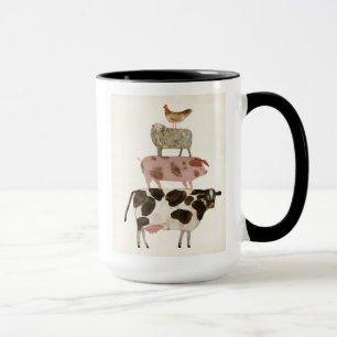 Taza Barnyard Buds: vaca, cerdo, oveja y heno