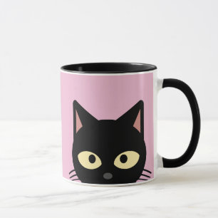 TAZA BARRAS DE CAFÉ ROJO DE GATO NEGRO PEEKING PINK