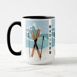 Taza Barras de nombres personalizadas de esquí de invie