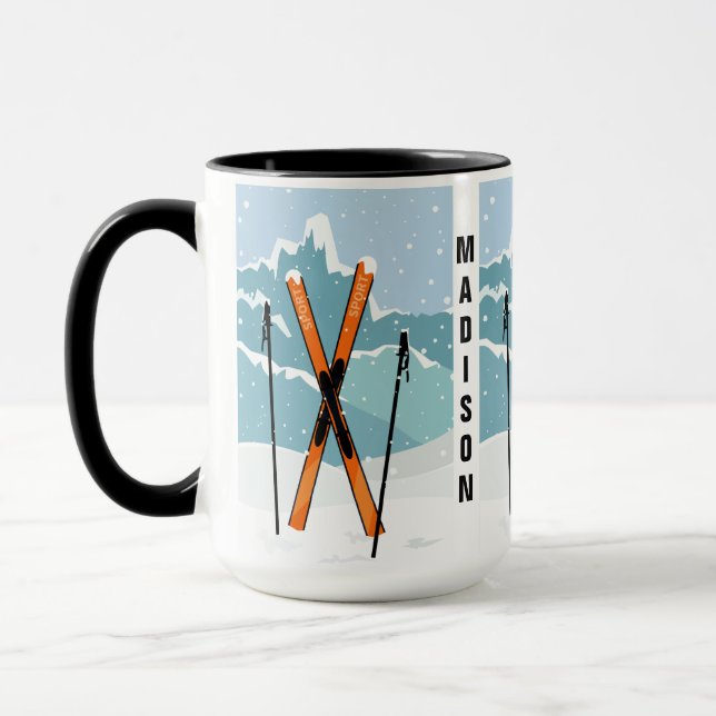 Taza Barras de nombres personalizadas de esquí de invie (Izquierda)