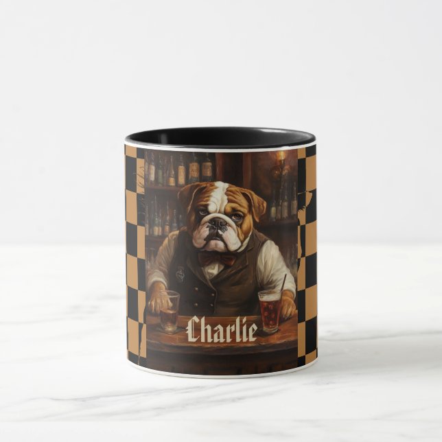 Taza Barrera de Bulldog de nombre personalizado (Centro)