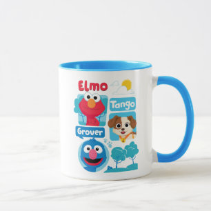 Taza Barrio Sésamo   Gráfico Elmo, Tango y Grover Park