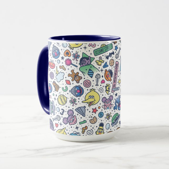 Taza Barrio Sésamo | Patrón de Doodle de Sesame Pals (Anverso izquierdo)