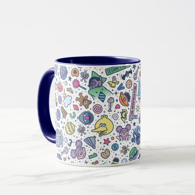 Taza Barrio Sésamo | Patrón de Doodle de Sesame Pals (Anverso izquierdo)