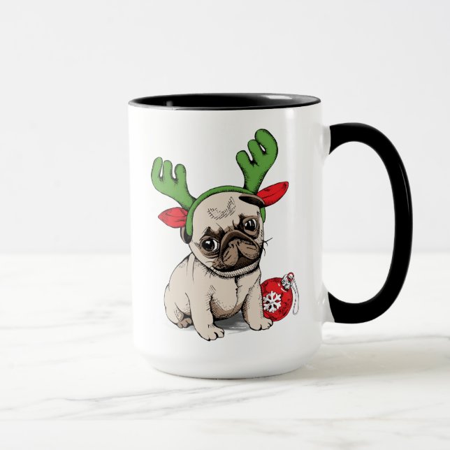 Taza Barro amasado del perrito de las Felices Navidad (Derecha)