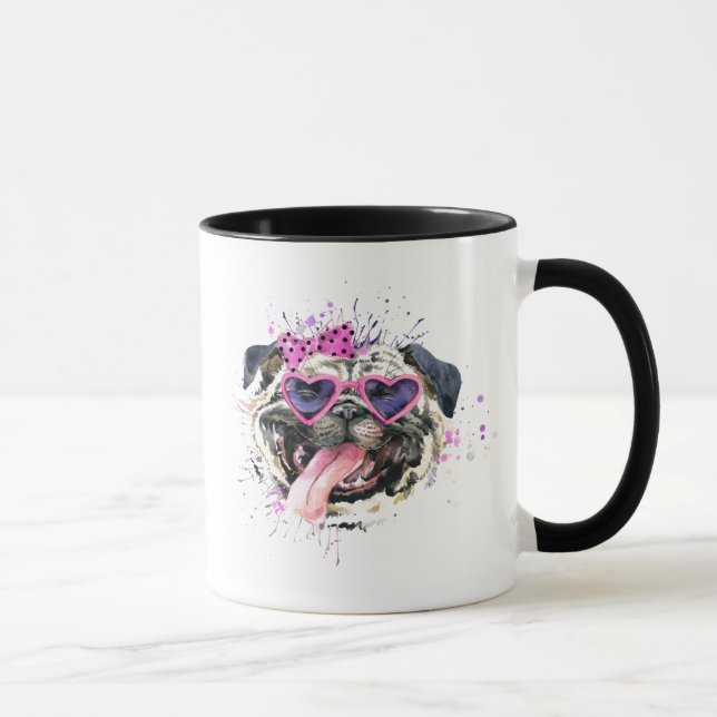 Taza Barro amasado rosado lindo de la acuarela (Derecha)