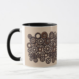TAZA BARRO DE CAFÉ DE STEAMPUNK GEARS