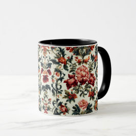 Taza Barroco italiano. Flores y hojas de moda