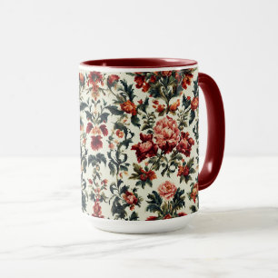 Taza Barroco italiano. Flores y hojas de moda