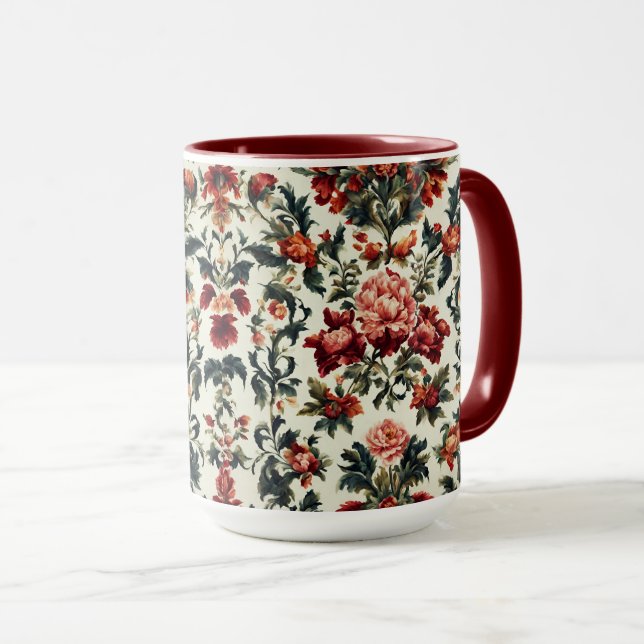 Taza Barroco italiano. Flores y hojas de moda (Anverso derecho)