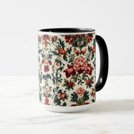 Taza Barroco italiano. Flores y hojas de moda