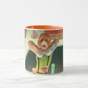 Taza Bartending Dog in Retro Bar