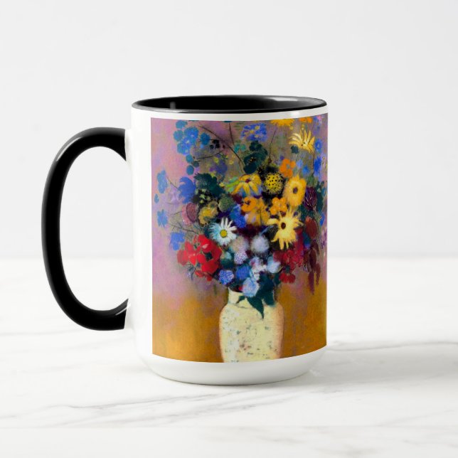 Taza Base blanca con flores Odilon Redon (Izquierda)