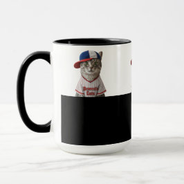 Taza Baseball Cat, Katze mit Basecap und Baseball Shirt