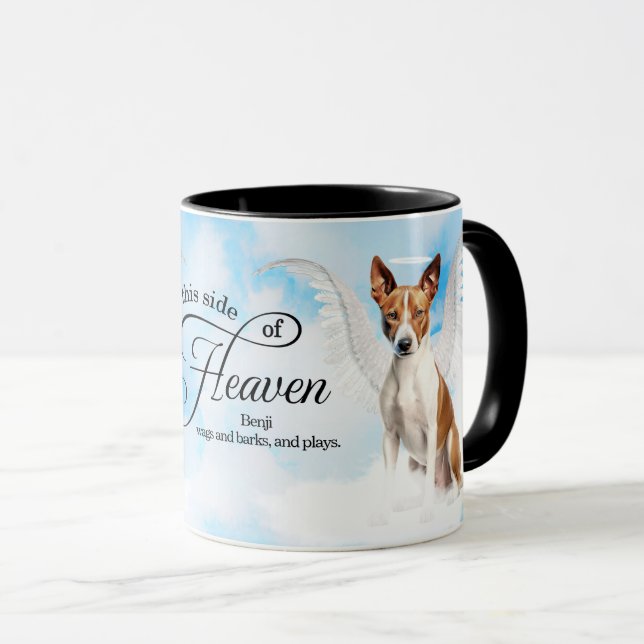 Taza Basenji Angel Dog Heaven Personalized Memorial (Anverso derecho)