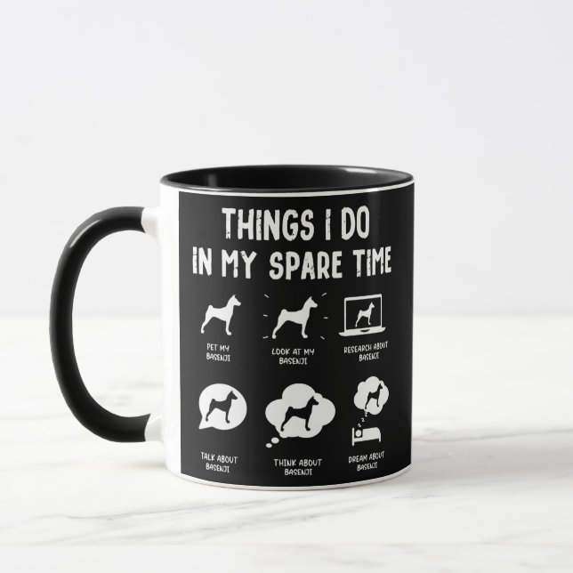 Taza Basenji Things Do Spare Time Funny Dog Mom Dad  (Izquierda)