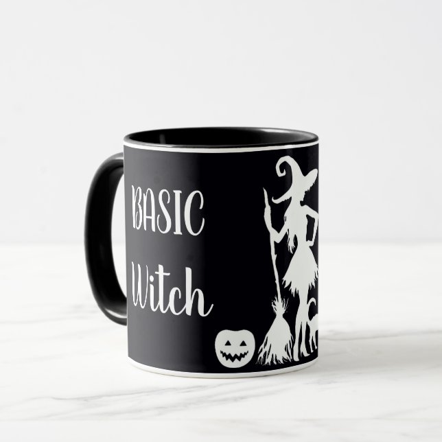 Taza BASIC personalizado BRUJA con Gato Regalo Divertid (Anverso izquierdo)