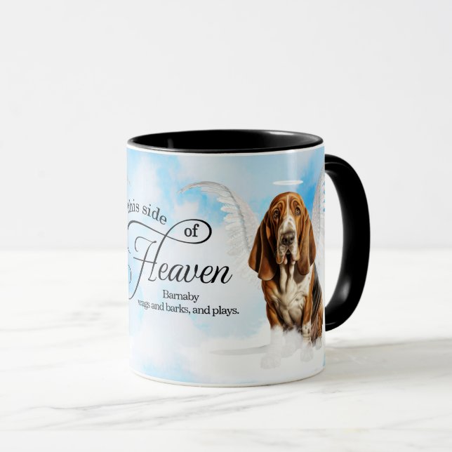 Taza Basset Hound Dog Heaven Personalized Memorial (Anverso derecho)