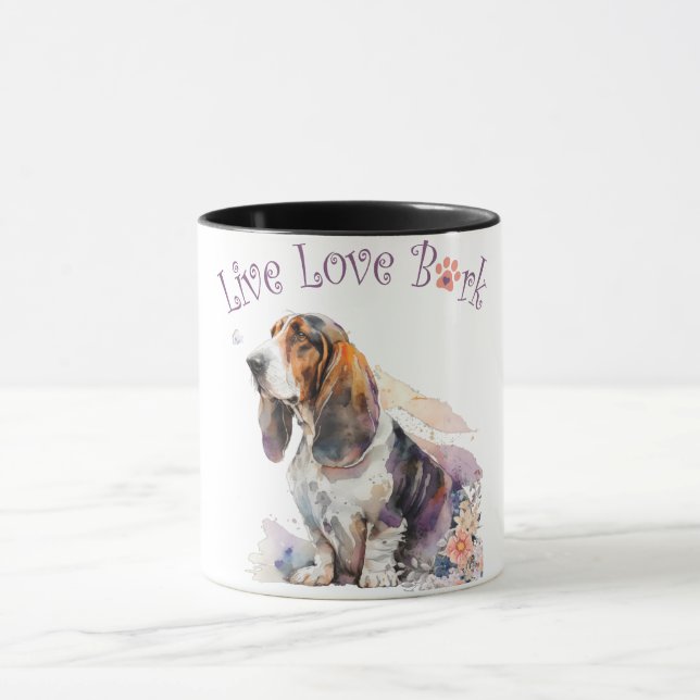 Taza Basset Hound Dog Mom Floral (Centro)