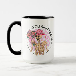 Taza Basta de flores de esqueleto Valentine Retro